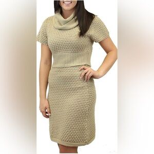 Tulle cowl neck knit dress